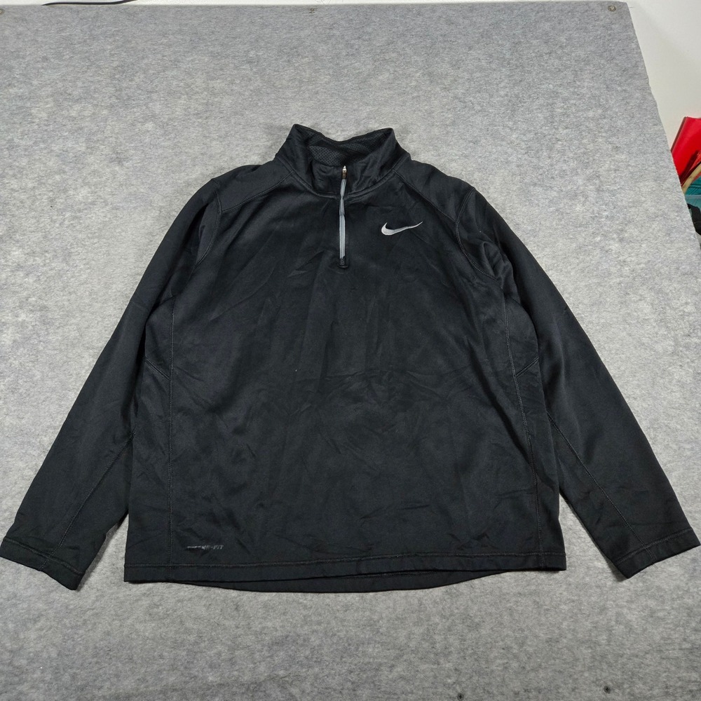 Nike Mens Black Therma-FIT Quarter-Zip Pullover XL